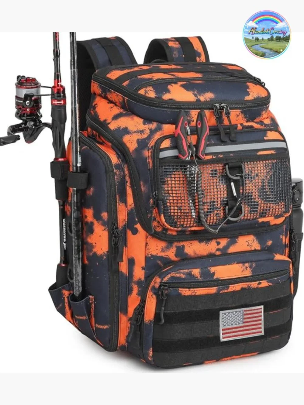 45L Fishing Backpack with Rod Holders, Waterproof Tackle Storage, Hiking Gear